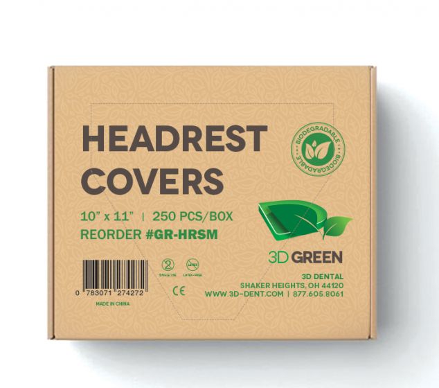 3D Dental Green Biodegradable Headrest Covers, Small