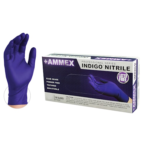 Ammex® Indigo Nitrile Exam Gloves, 100/bx, 10bx/cs