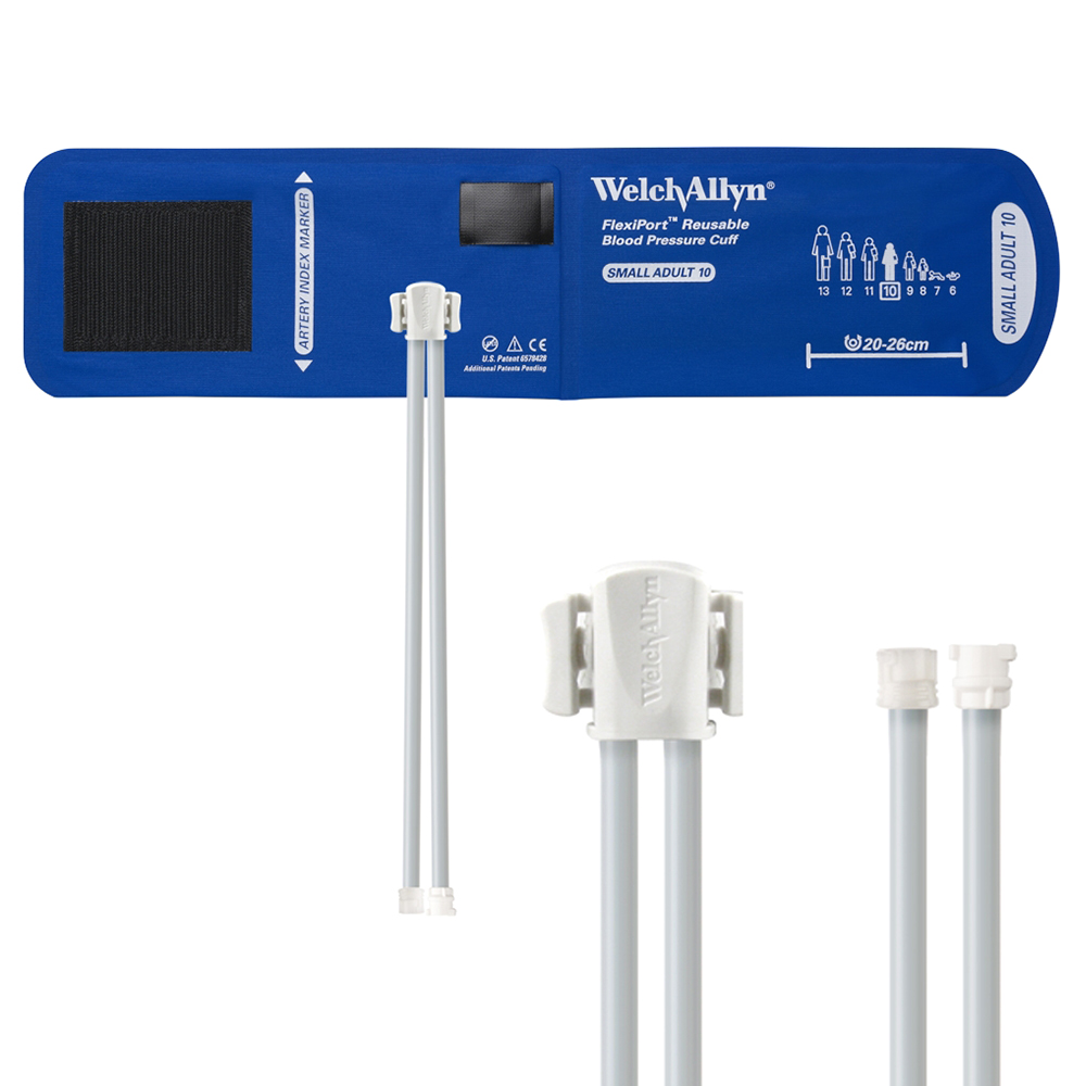 Welch Allyn Small Adult FlexiPort Reusable Blood Pressure Cuff with 2-Tubes, Mated Locking Connector for Blood Pressure Monitor