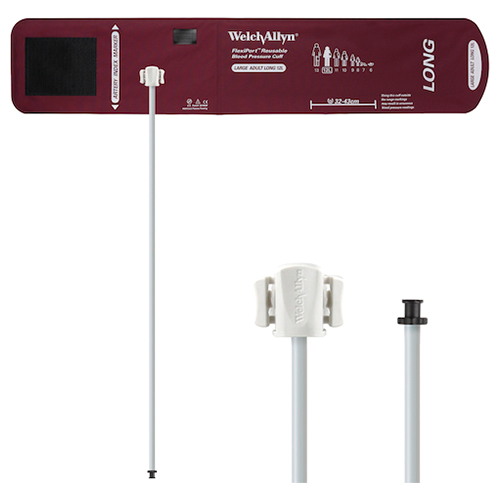 Welch Allyn Large Adult Long FlexiPort Reusable Blood Pressure Cuff with 1-Tube, Tri-Purpose Connector for Blood Pressure Monitor