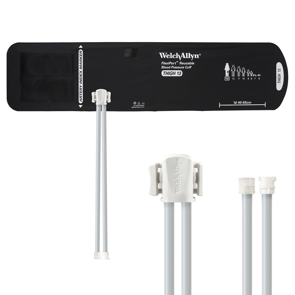 Welch Allyn Thigh FlexiPort Reusable Blood Pressure Cuff with 2-Tubes Mated Locking Connector for Blood Pressure Monitor