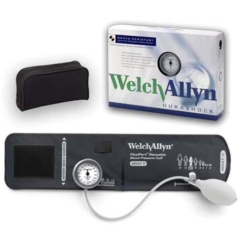 Welch Allyn DuraShock Integrated Aneroid Set with 1-Tube, Inflation Bulb and Valve, Zipper Case