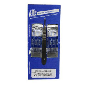 Scalpel Kit #310 (Hanging Retail Pack) - #3 Stainless Steel Handle with #10 Blades