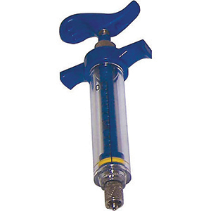 Ideal Reusable Nylon Syringe with Dosing Nut - 10 cc, Blue