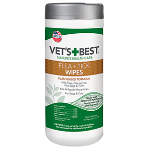 Vet's Best Flea + Tick Wipes for Dogs & Cats - 50 ct