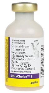 UltraChoice 8 Cattle & Sheep Vaccine 10 Dose - 20 mL (Keep Refrigerated)