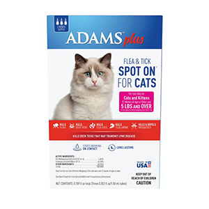 Adams Plus Flea & Tick Spot On for Cats 5 lbs and Over (3 Pack)
