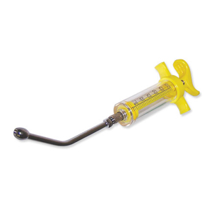 Ideal Reusable Nylon Drench Syringe with Dose Pipe - 30 cc, Yellow