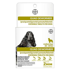 Bayer Quad Dewormer for Dogs 26-60 lb (2 Pack)