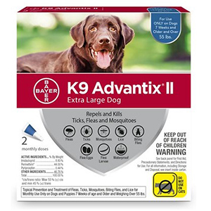 K9 Advantix II Flea &amp; Tick Spot-On for Dogs 56-100 lb (2 Pack)