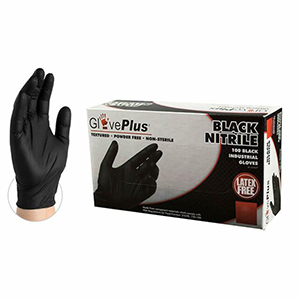 GlovePlus Powder Free Black Nitrile 5 mil Lg - 100 ct