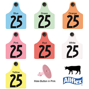 Allflex Ear Tag Maxi Female/Small Male - Red 1-25 (25 Pack)