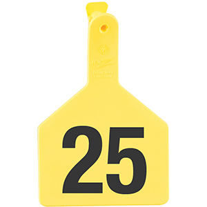Z Tags No-Snag Cow Ear Tags - Yellow 1-25 (25 Pack)