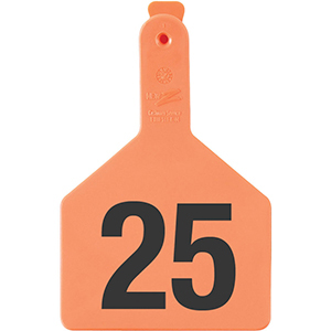Z Tags No-Snag Cow Ear Tags - Orange 1-25 (25 Pack)