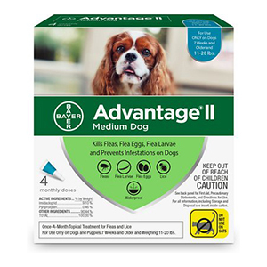 Advantage II Flea Treatement for Dogs 11-20 lb (4 Pack)