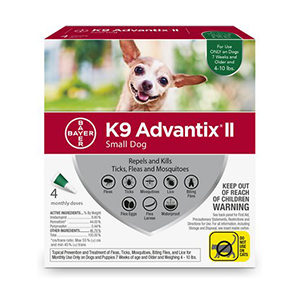 K9 Advantix II Flea & Tick Spot-On for Dogs 4-10 lb (4 Pack)