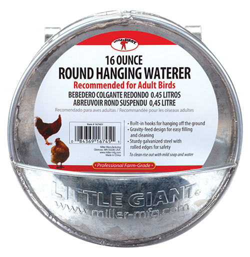 Little Giant Galvanized Round Hanging Poultry Waterer