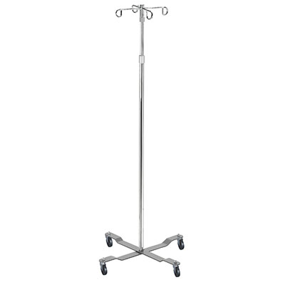 Drive, Economy Removable Top I. V. Pole, 2 Hook Top, Chrome