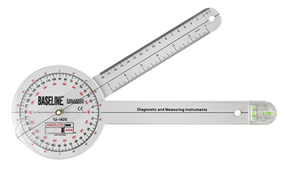 Baseline Plastic Absolute+Axis Goniometer - 360 Degree Head - 12 inch Arms, 25-pack