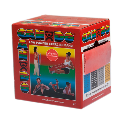 CanDo Low Powder Exercise Band - 25 yard roll - Red - light