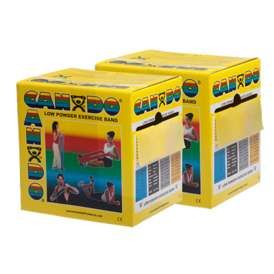 CanDo Low Powder Exercise Band - Twin-Pak - 100 yard (2 x 50 yard rolls) - Yellow - x-light