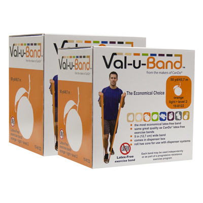 Val-u-Band Resistance Bands, Dispenser Roll, 100 Yds. (2 x 50 Yds.), Orange-Level 2/7, Latex-Free