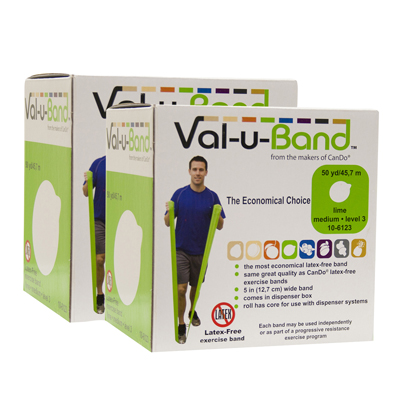 Val-u-Band Resistance Bands, Dispenser Roll, 100 Yds. (2 x 50 Yds.), Lime-Level 3/7, Latex-Free