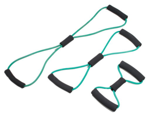 CanDo Tubing BowTie Exerciser - 3-piece set (14", 22", 30"), green