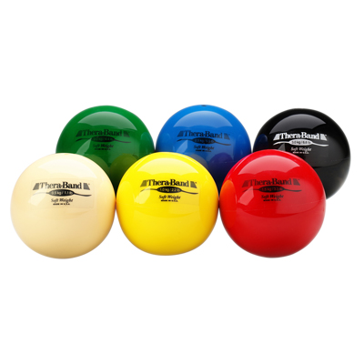 TheraBand Soft Weights ball - 6-piece set (1 each: tan, yellow, red, green, blue, black)