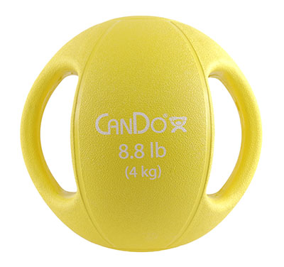 CanDo, Molded Dual Handle Medicine Ball, Yellow, 8.8 lb. (4 kg)