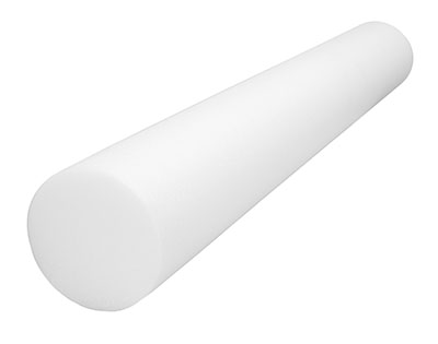CanDo Foam Roller - White PE foam - 6" x 48" - Round