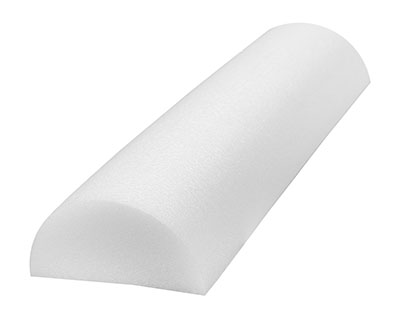 CanDo Foam Roller - White PE foam - 6" x 24" - Half-Round