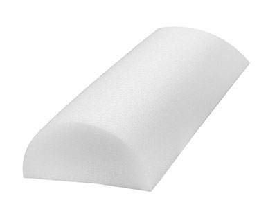 CanDo Foam Roller - White PE foam - 6" x 18" - Half-Round