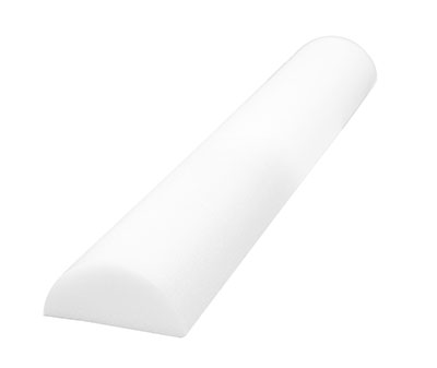 CanDo Foam Roller - Full-Skin - White PE foam - 6" x 36" - Half-Round