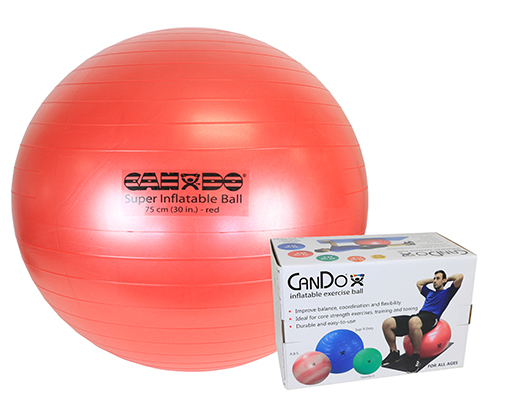CanDo Inflatable Exercise Ball - Super Thick - Red - 30" (75 cm), Retail Box
