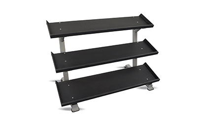 Inflight Fitness, 54" 3-Tier Dumbbell Rack, Tray Style, 10 Pair Rubber Hexagon Dumbbell Set