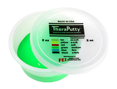 CanDo Theraputty Exercise Material - 2 oz - Green - Medium (set of 10)