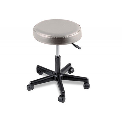 Pneumatic mobile stool, no back, 18" - 22" H, gray upholstery