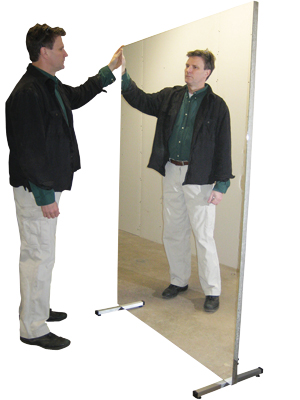 Glassless mirror, stationary with stand, horizontal, 72" W x 36" H