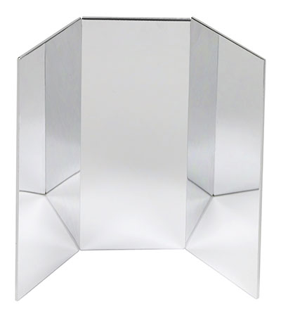 Glassless mirror, free-standing, triple panel, 24" W x 72" H