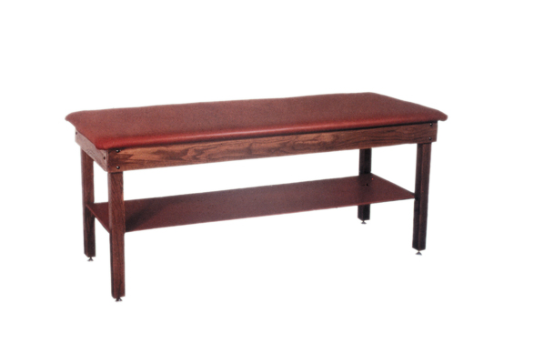 wooden treatment table - H-brace, shelf, upholstered, 78" L x 30" W x 30" H