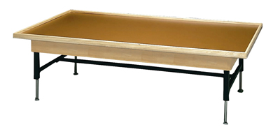 Wooden Platform Table - Economy Electric Hi-low, Raised Rim, 7' x 4' x (19" - 27")