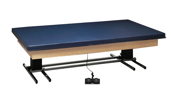 Wooden Platform Table - Deluxe Eectric Hi-low, Upholstered, 8' x 6' x (23" - 32")