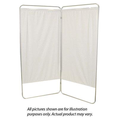 King size 3-Panel Privacy Screen with casters - White 6 mil vinyl, 85" W x 68" H extended, 31" W x 68" H x2.5" D folded