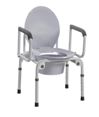 Commode with drop arms, deluxe steel, 19-23" height, 1 each