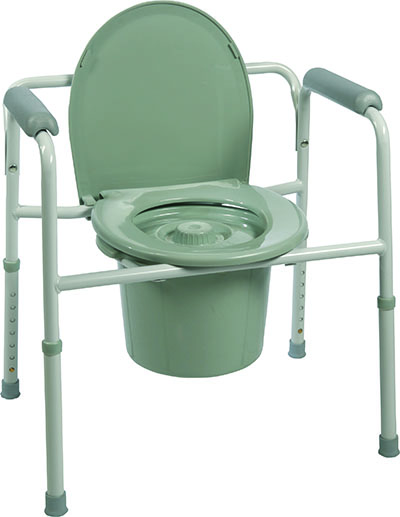 Three-in-One Steel Commode with Plastic Armrests, Case of 4