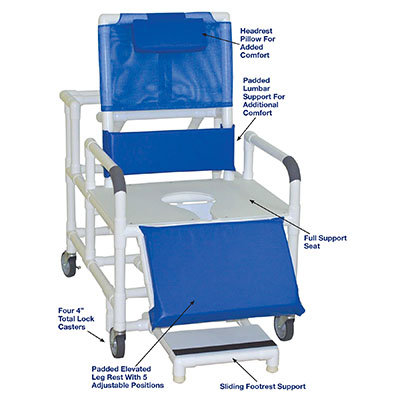 MJM International, wide reclining shower chair (26")