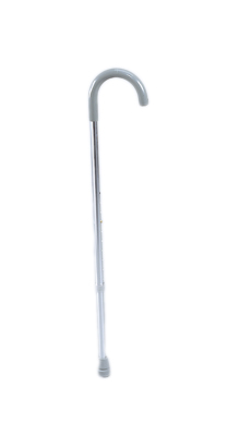 Curved handle adjustable aluminum cane, 29 - 38", silver, 1 each