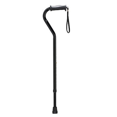 Drive, Adjustable Height Offset Handle Cane with Gel Hand Grip, Black