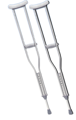 Underarm adjustable aluminum crutch, adult (5' 0" - 6' 2"), 8 pair